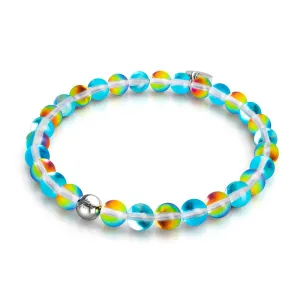 Turquoise Sunbeam | Silver | Galaxy Glass Bead Bracelet