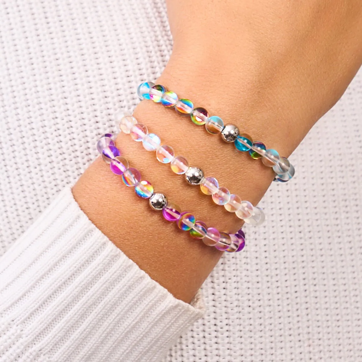 Turquoise Sunbeam | Silver | Galaxy Glass Bead Bracelet
