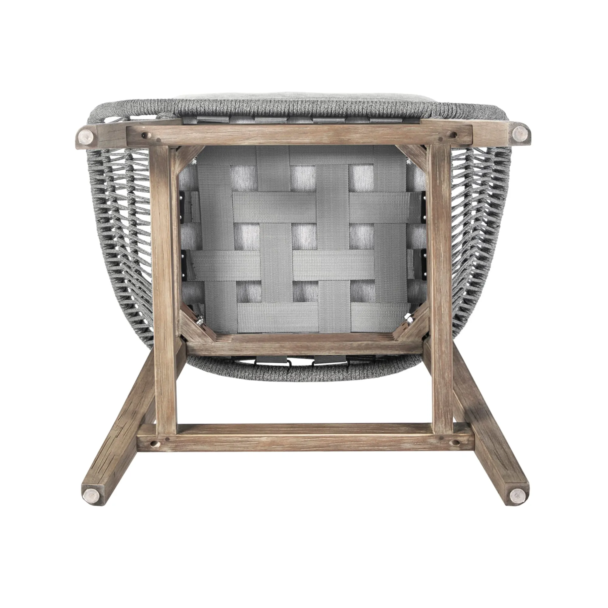 Tutti Frutti Indoor Outdoor Counter Height Bar Stool in Aged Teak Wood with Gray Rope