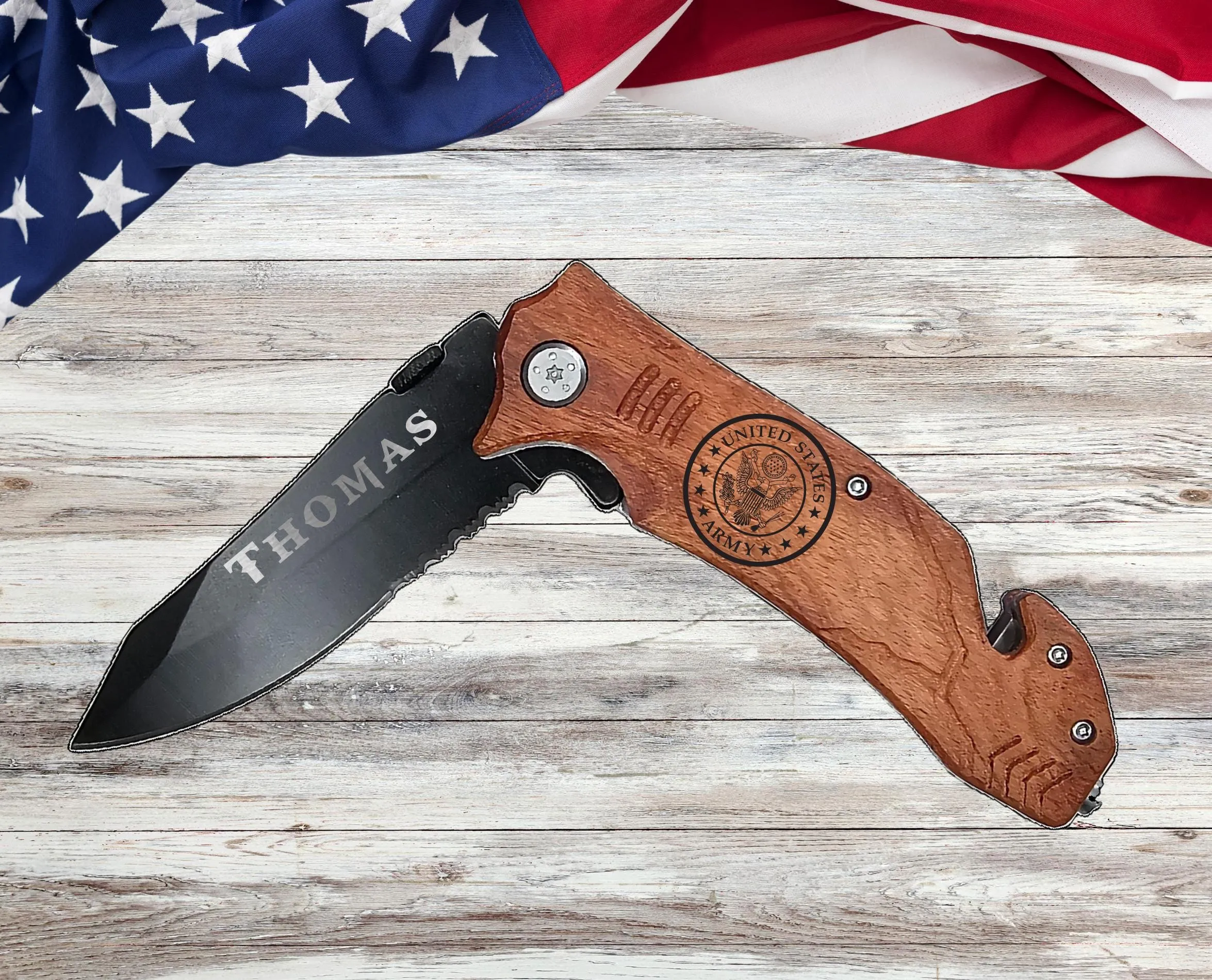 US Army Seal Engraved Pocket Knife Veterans Gifts, Army Ranger gift for him her, Fathers Day Gift Soldier dad, Army Gifts Boyfriend
