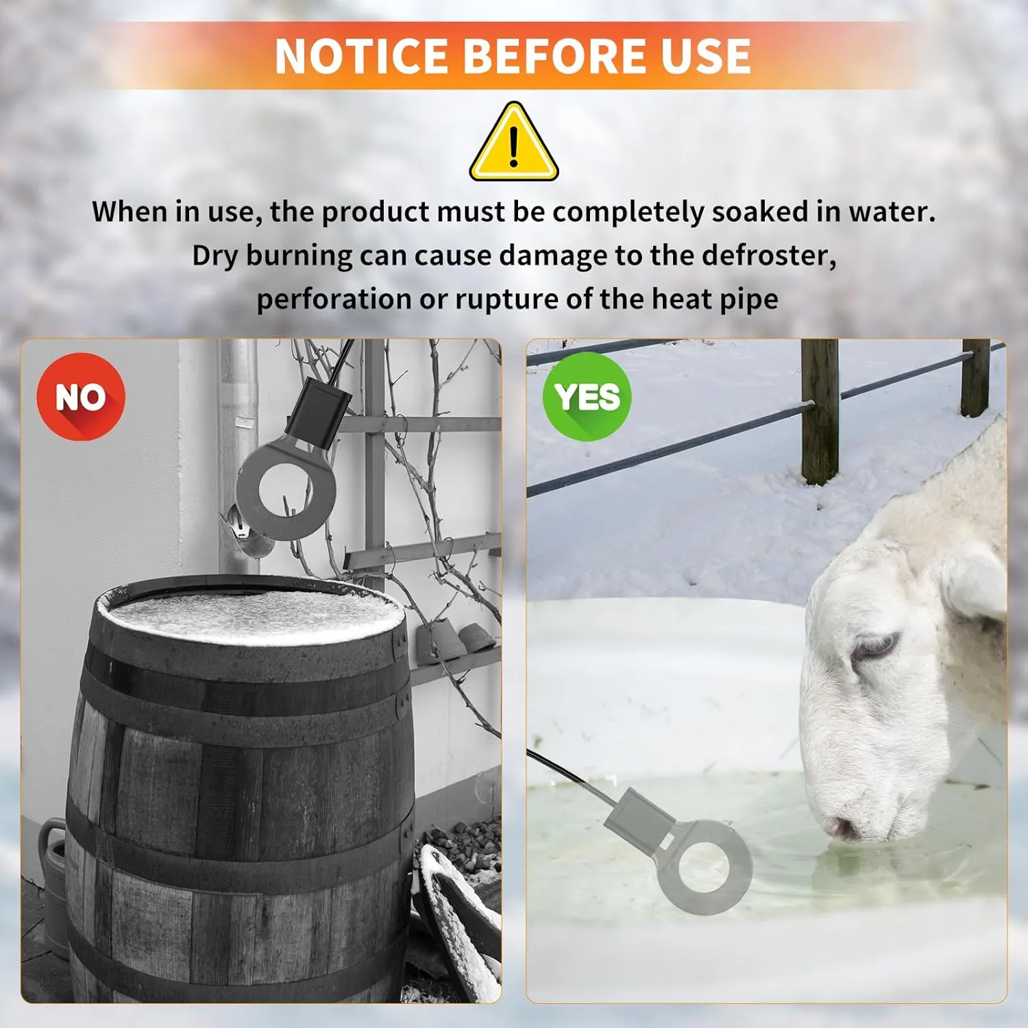 Utility De-Icer Submergible Chicken Water Heater for Farm Livestock Cast 500W