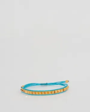 Valentino Blue Teal Cord Gold Stud Bracelet
