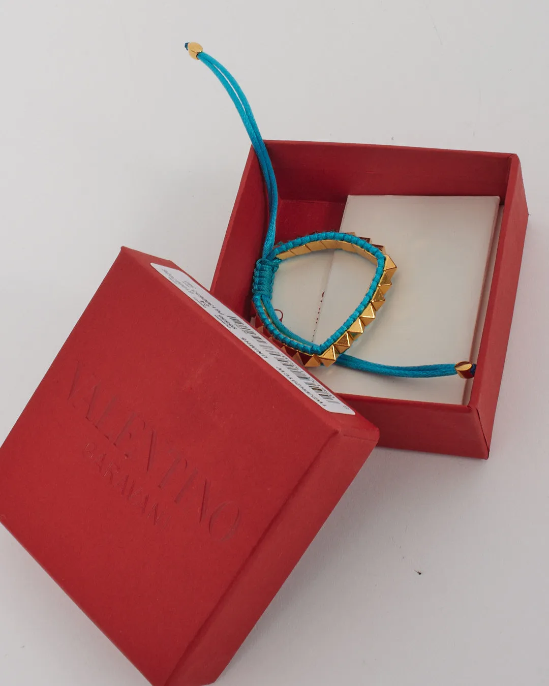 Valentino Blue Teal Cord Gold Stud Bracelet