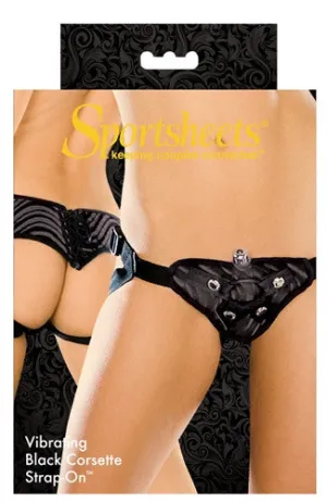 Vibrating Corsette Strap-on - Black