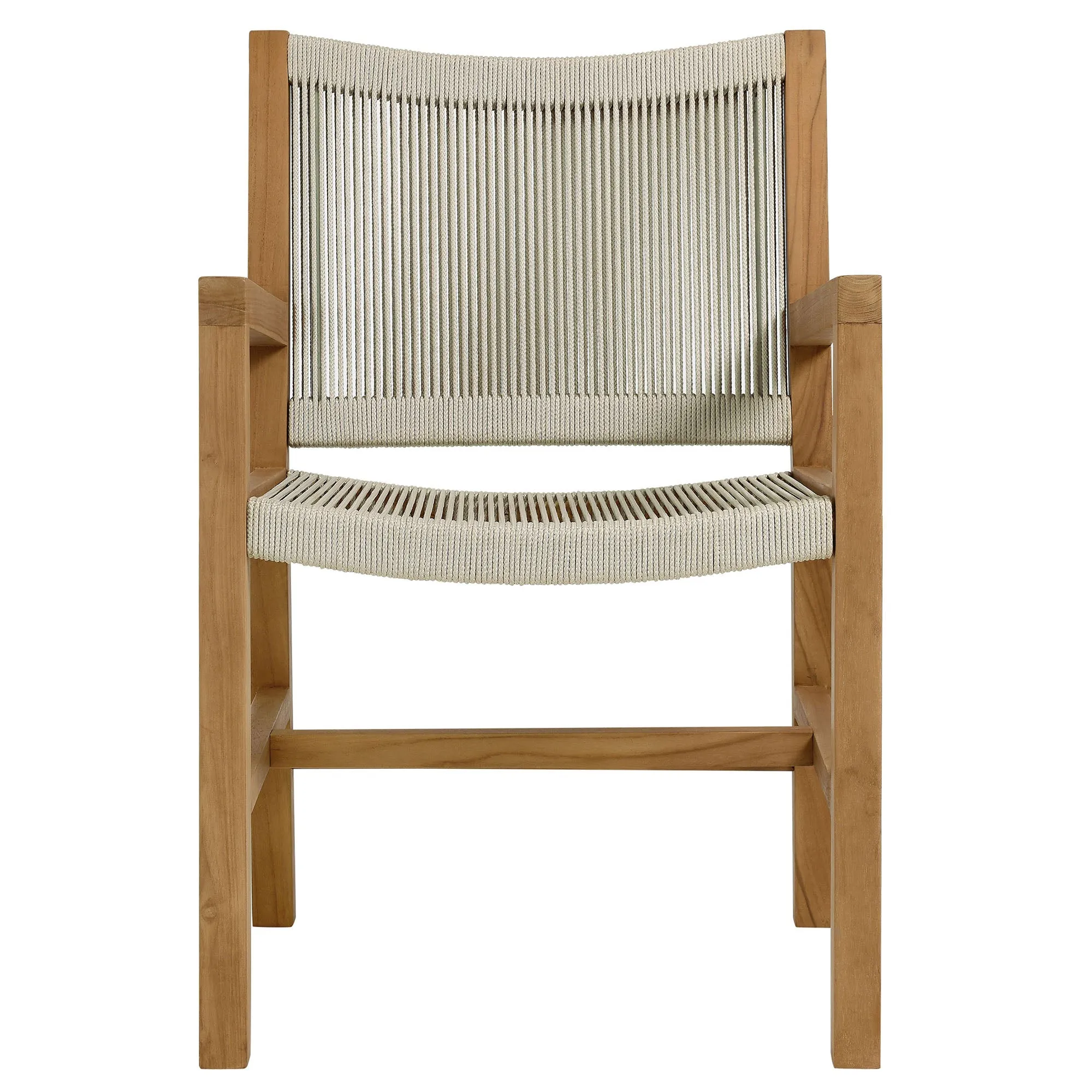 Vienna 3-Piece Outdoor Patio Teak and Rope Dining Set with Armchairs