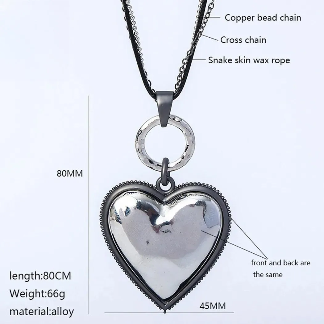 Vintage Long Chains Colar Necklace Love Sweet Heart Suspension Pendants Christmas Gift