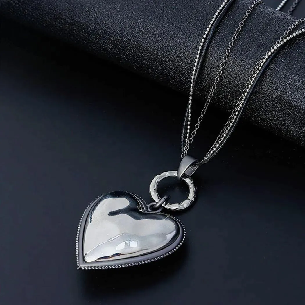 Vintage Long Chains Colar Necklace Love Sweet Heart Suspension Pendants Christmas Gift