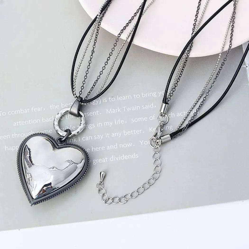 Vintage Long Chains Colar Necklace Love Sweet Heart Suspension Pendants Christmas Gift