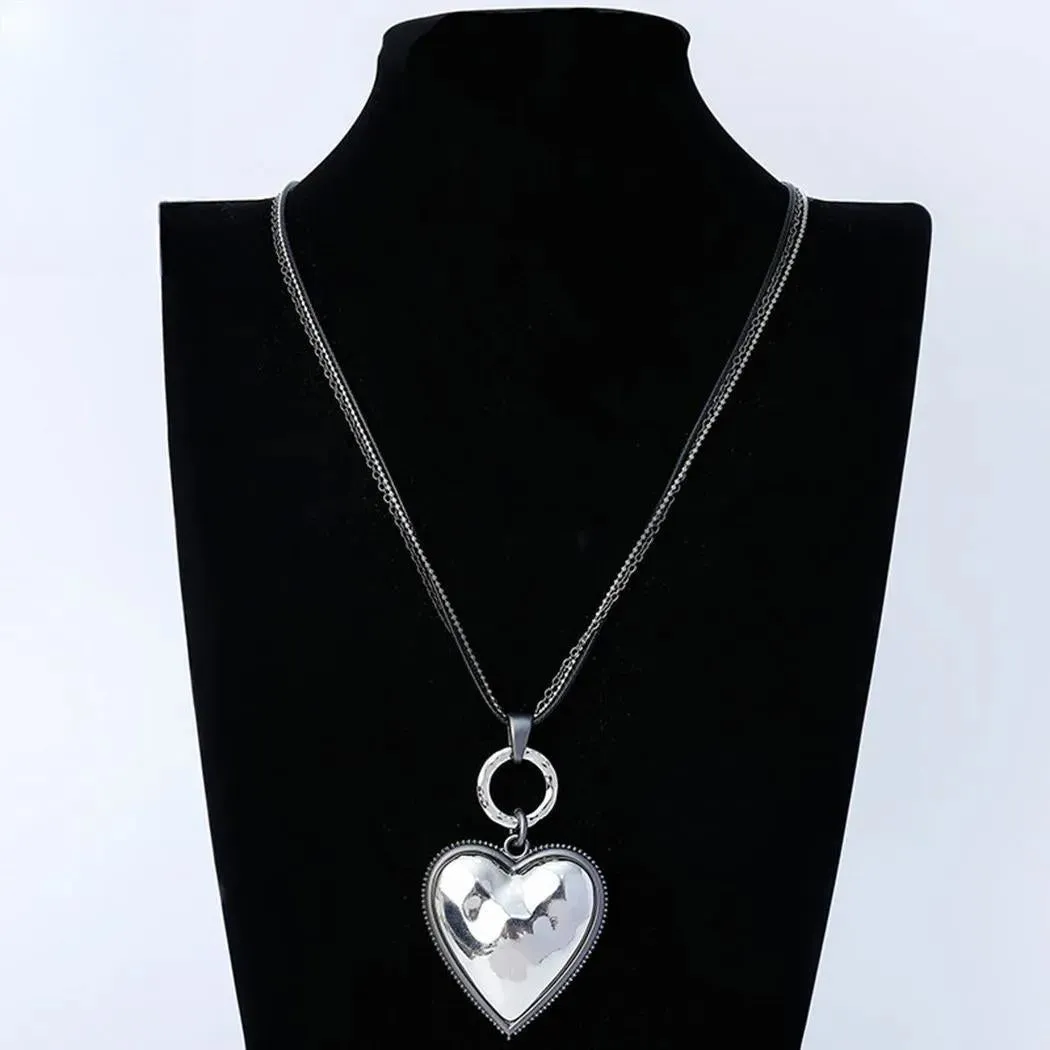 Vintage Long Chains Colar Necklace Love Sweet Heart Suspension Pendants Christmas Gift