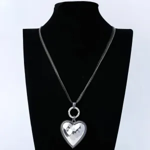 Vintage Long Chains Colar Necklace Love Sweet Heart Suspension Pendants Christmas Gift