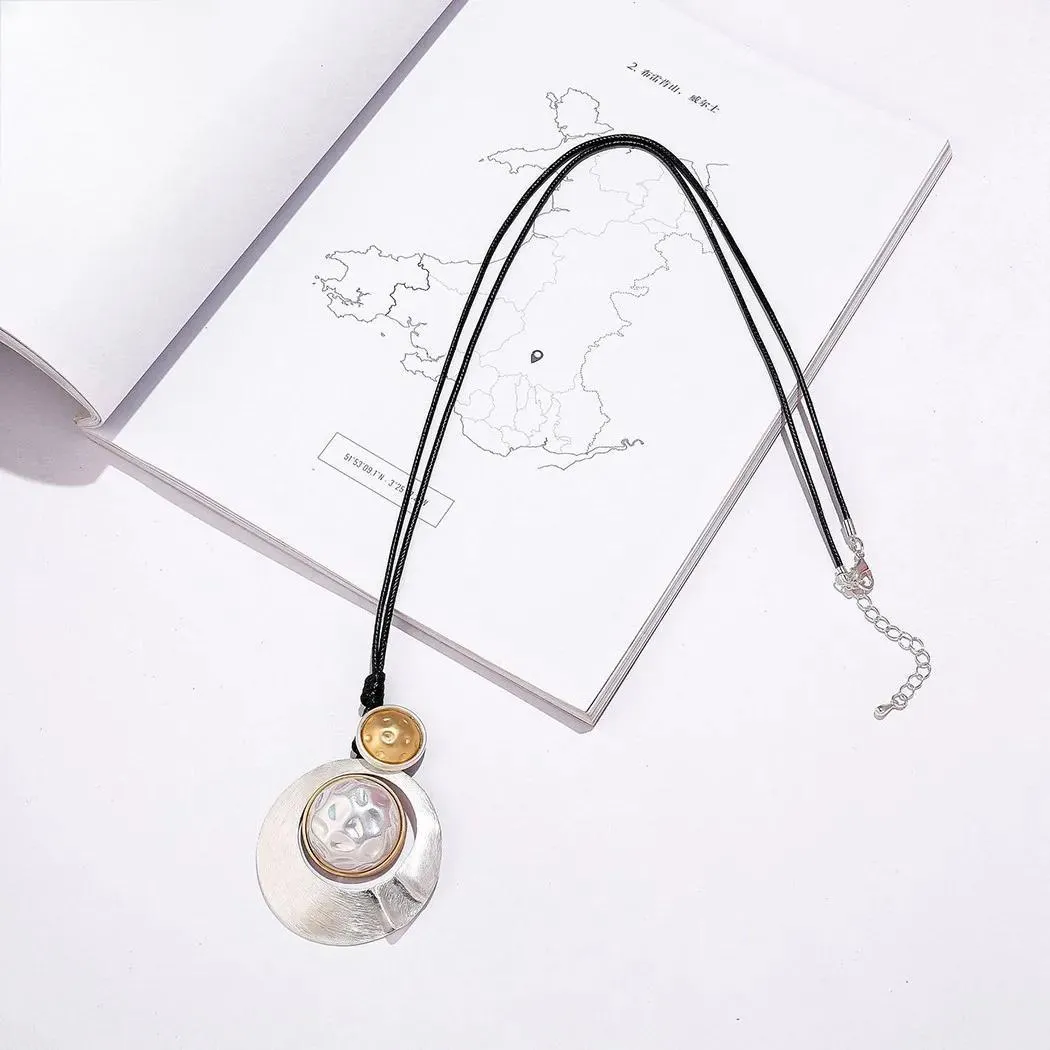 Vintage Long Chains Necklace for Women Suspension Geometry Pendants Jewelry