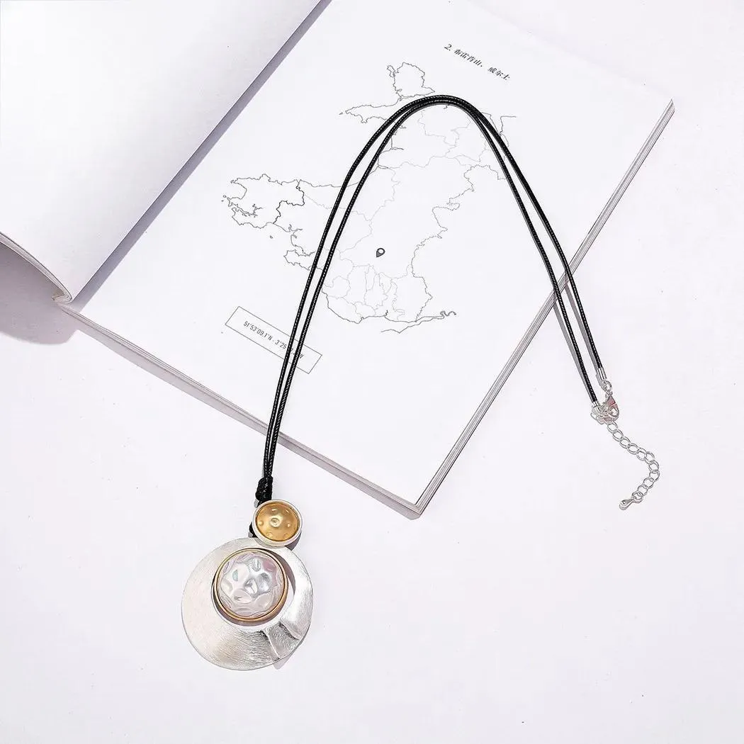 Vintage Long Chains Necklace for Women Suspension Geometry Pendants Jewelry