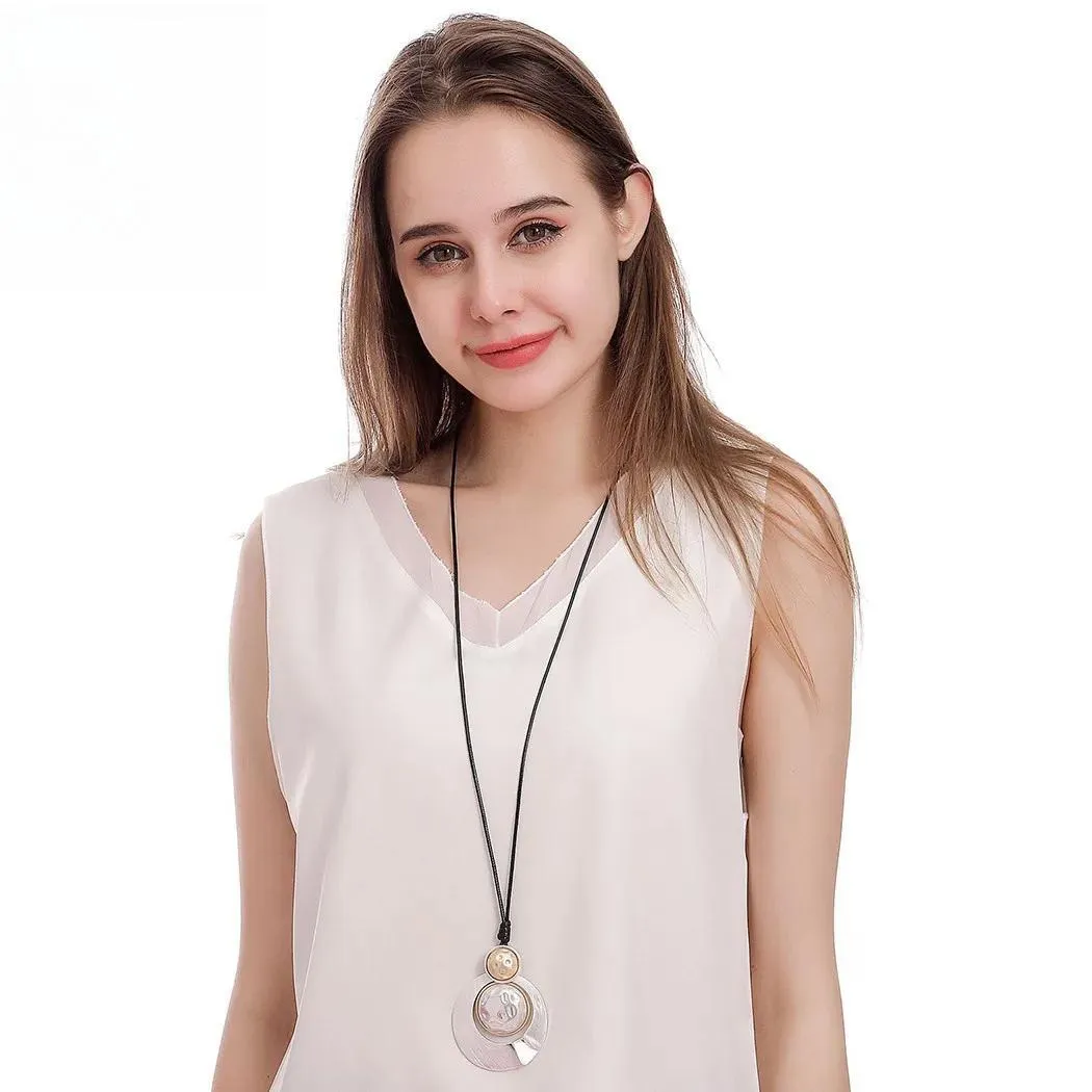 Vintage Long Chains Necklace for Women Suspension Geometry Pendants Jewelry
