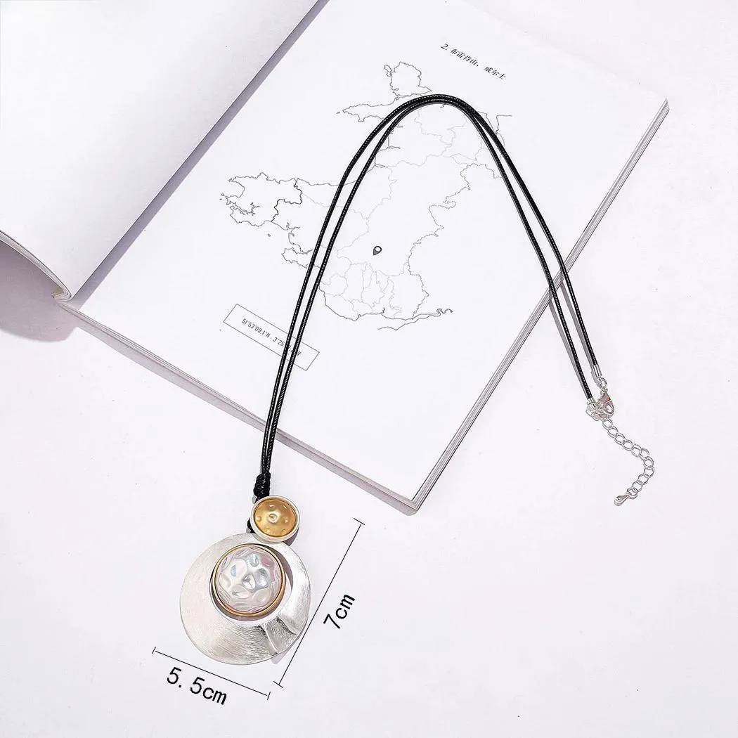 Vintage Long Chains Necklace for Women Suspension Geometry Pendants Jewelry