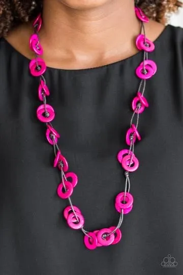 Waikiki Winds - Pink Wood Necklace