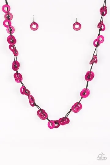 Waikiki Winds - Pink Wood Necklace