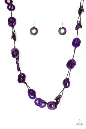 Waikiki Winds Purple Wood Necklace