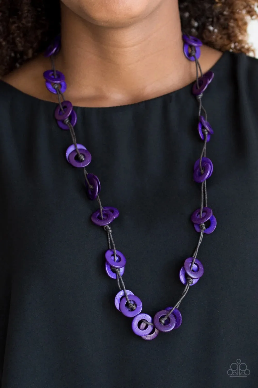 Waikiki Winds Purple Wood Necklace