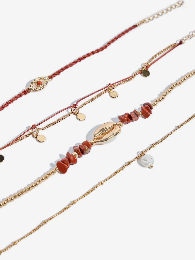 Westside Accessories Multicolour Cord Bracelets - Pack of 4