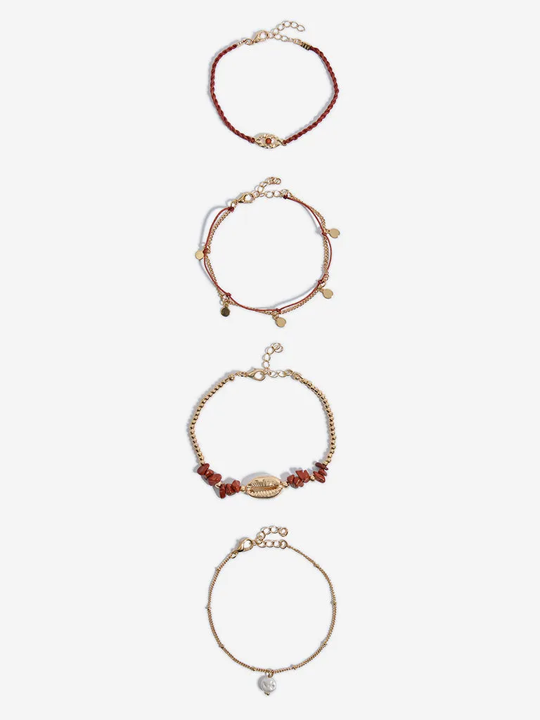 Westside Accessories Multicolour Cord Bracelets - Pack of 4