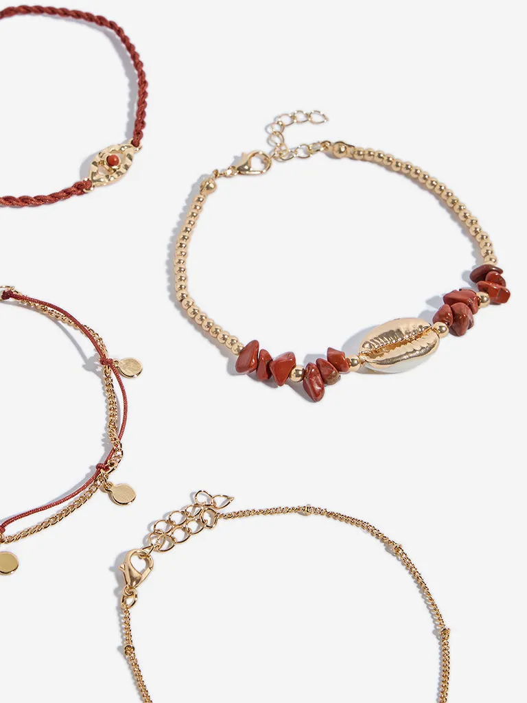 Westside Accessories Multicolour Cord Bracelets - Pack of 4