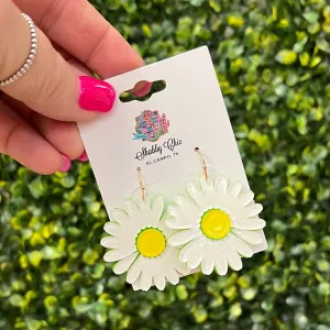 White Daisy Earrings