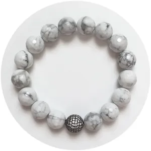 White Howlite with Micro Pavé Gunmetal