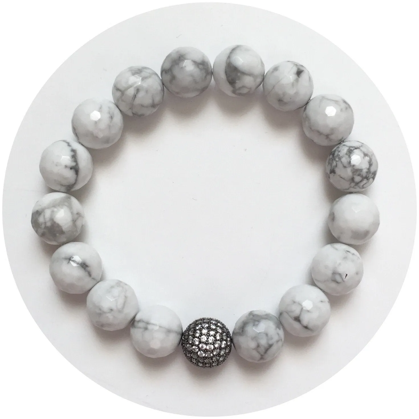 White Howlite with Micro Pavé Gunmetal