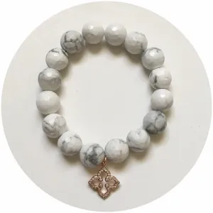 White Howlite with Pavé Rose Gold Clover