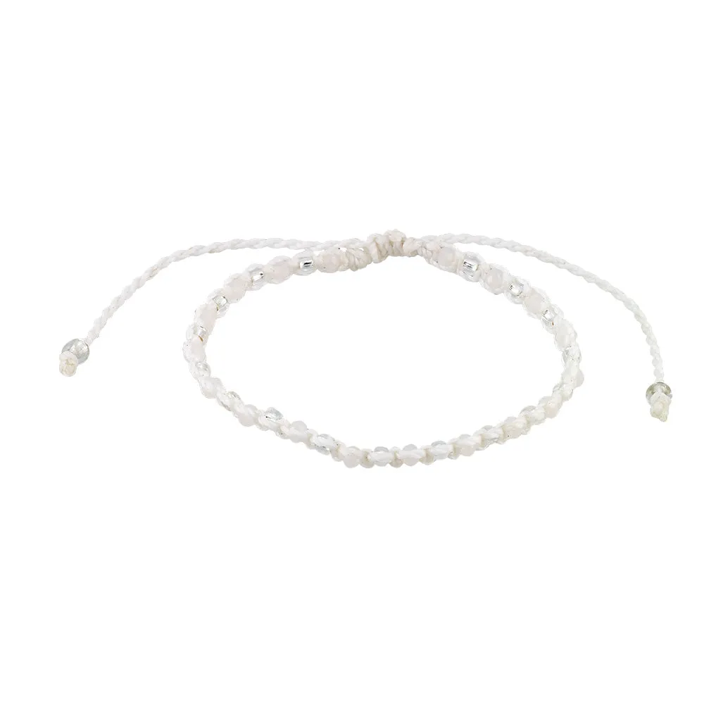 White Wax Cord & Faceted Bead Bracelet