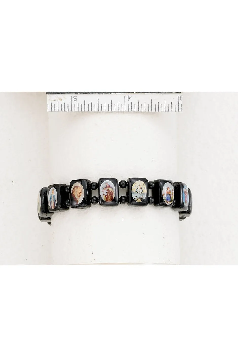 Wood Bracelet with Saints -  Black - Small - LA48002/BK