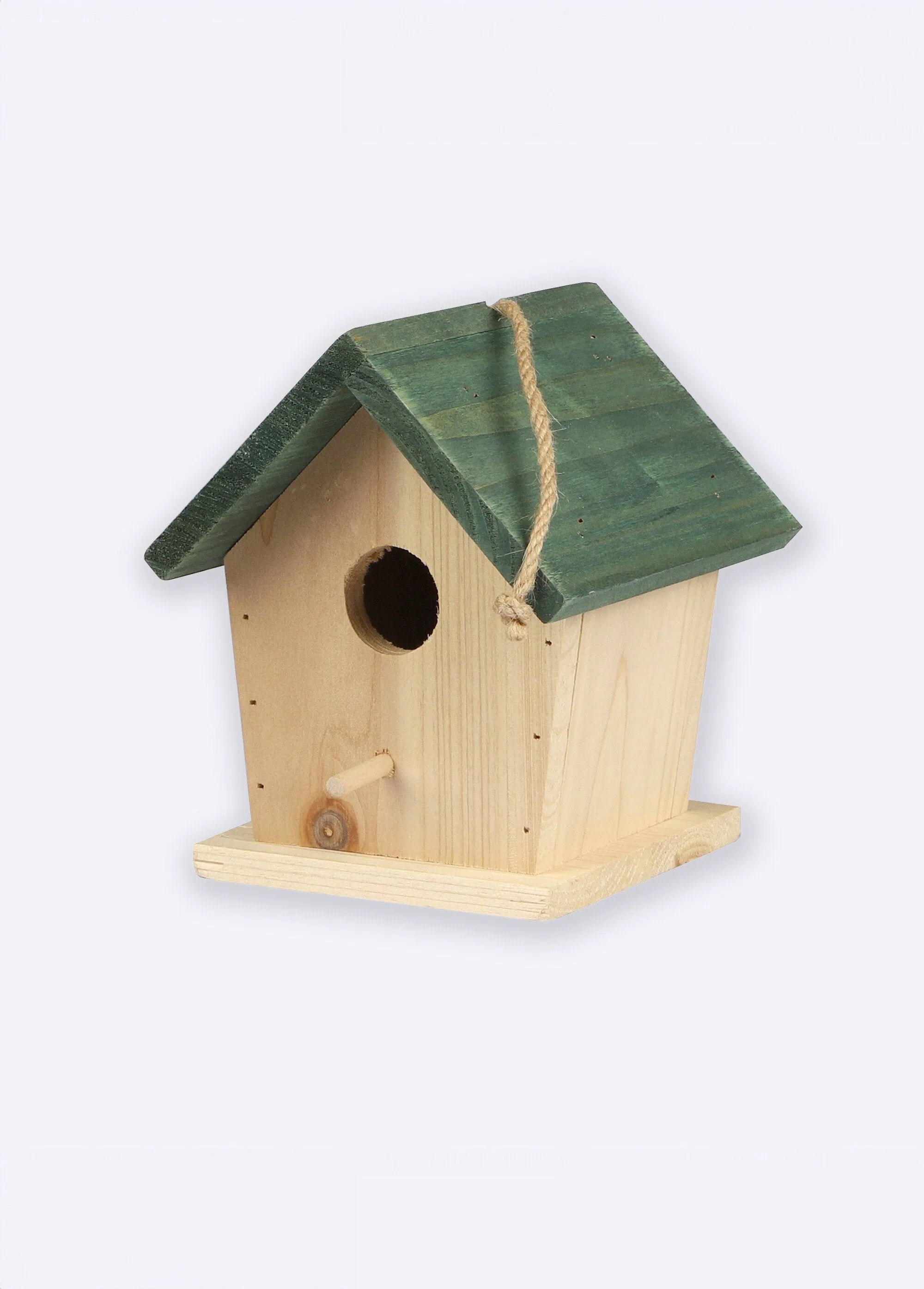 Wooden and rope birdhouse