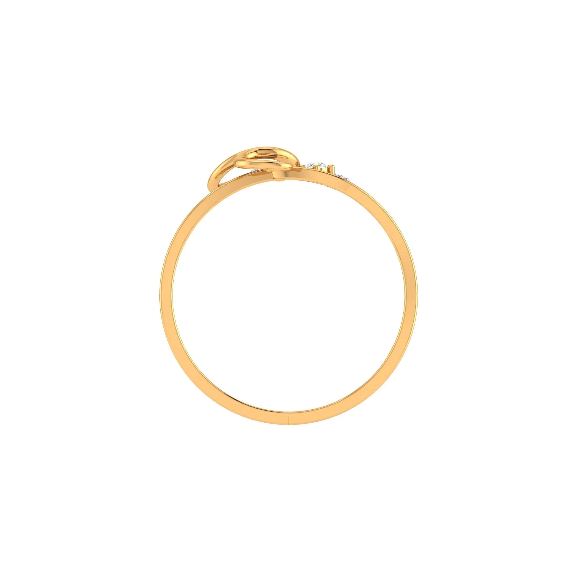 Yellow Gold Plated Adjustable Curved Swirl Silver Delicate Ring For Women
